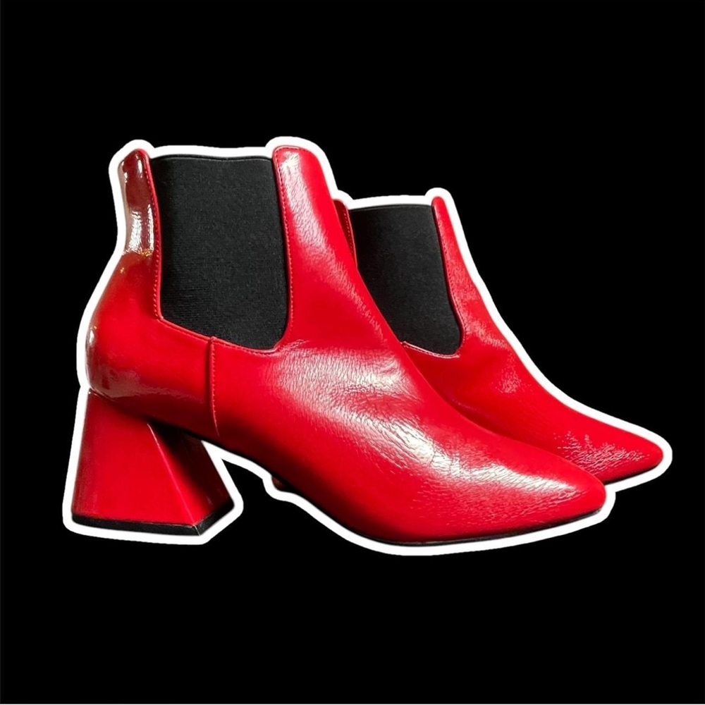 BOOHOO Red leather ankle boots